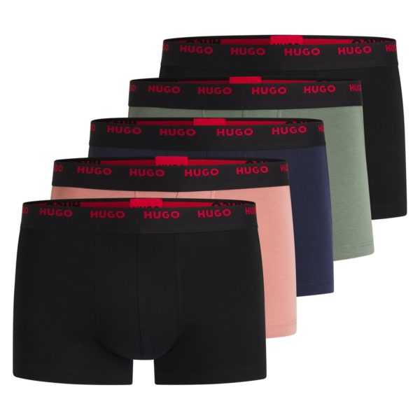 Lot de cinq boxers courts en coton stretch avec taille logotée – Hugo Boss