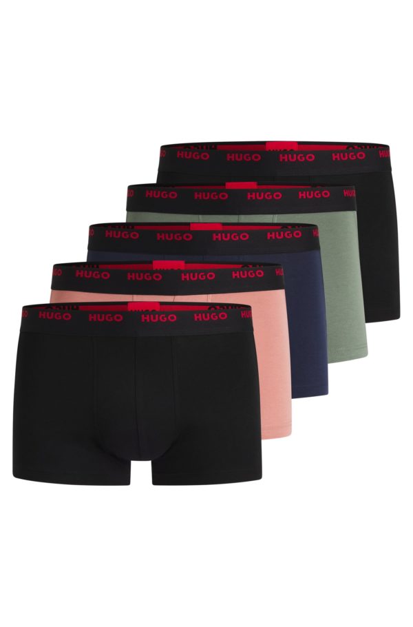 Hugo Boss Lot de cinq boxers courts en coton stretch avec taille logotée