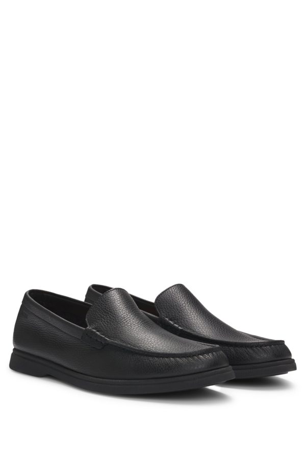 Hugo Boss Mocassins en cuir foulonné avec logo