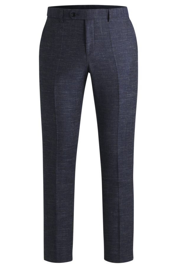 Hugo Boss Pantalon Slim en laine vierge mélangée à motif