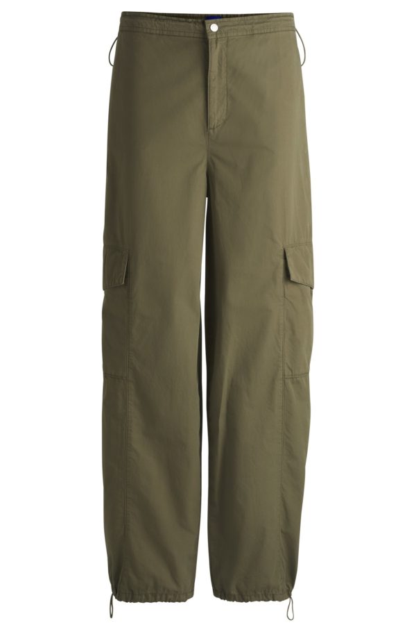 Hugo Boss Pantalon parachute Relaxed en popeline de coton