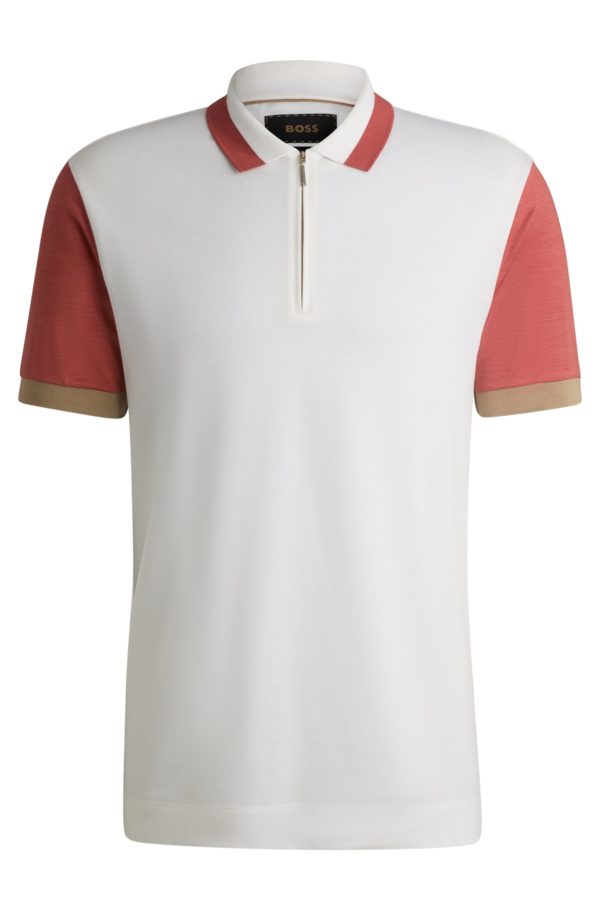 Hugo Boss Polo en coton et soie à détails contrastants