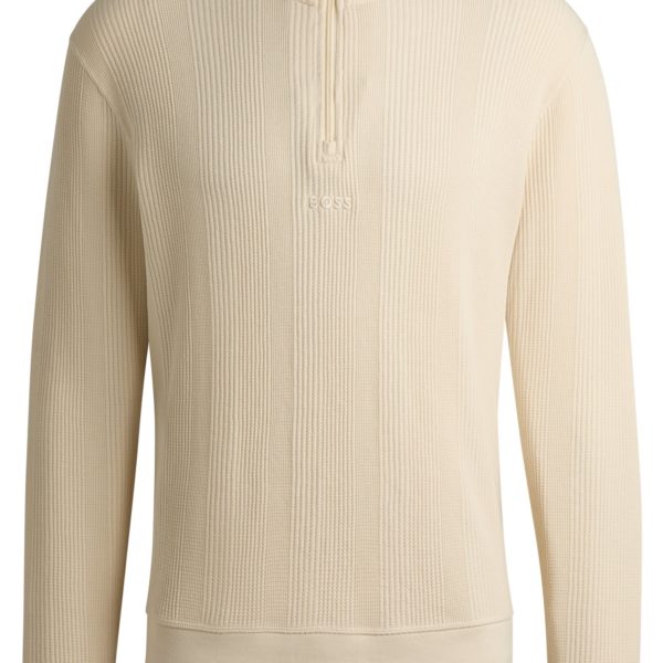 Pull à encolure zippée en coton mélangé à la structure gaufrée – Hugo Boss