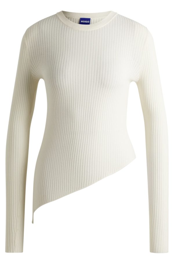 Hugo Boss Pull en maille côtelée transparente avec base asymétrique