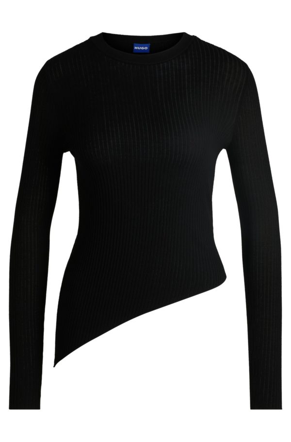 Hugo Boss Pull en maille côtelée transparente avec base asymétrique