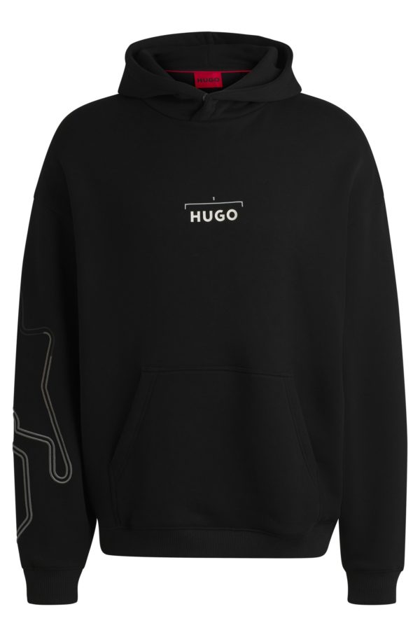 Hugo Boss Sweat à capuche en coton mélangé à imprimé course automobile