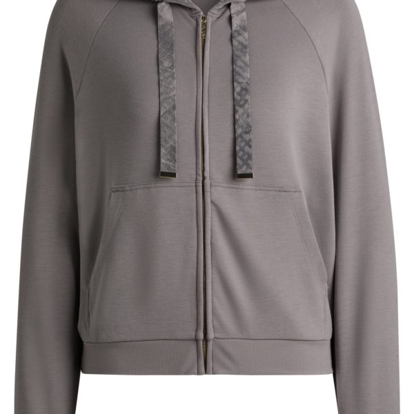 Hugo Boss Sweat à capuche zippé en tissu interlock avec détails monogrammes