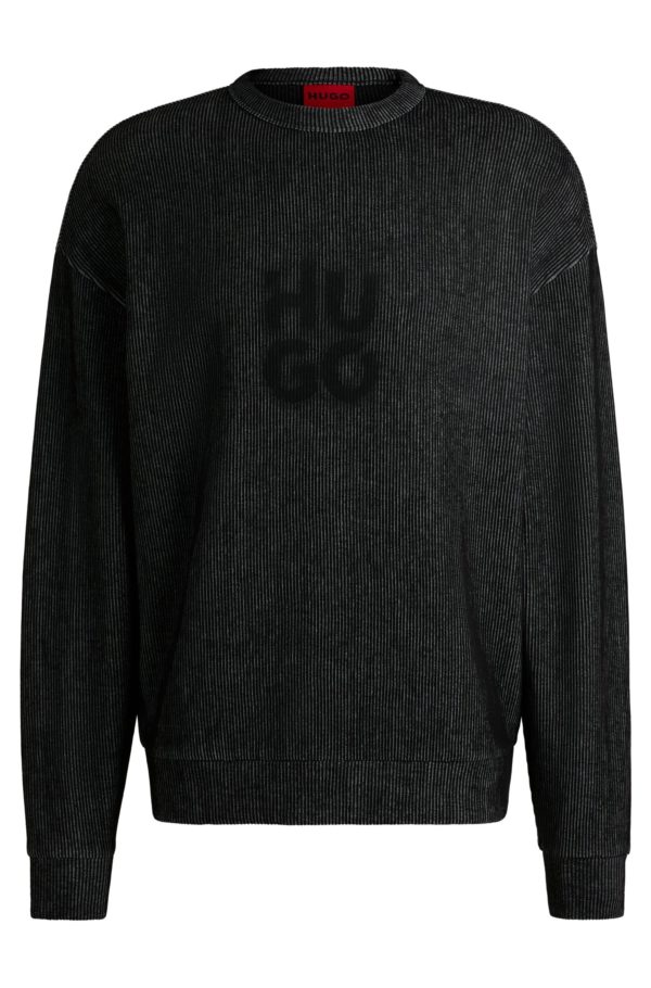Hugo Boss Sweat côtelé en coton mélangé à logo imprimé revisité effet fumé