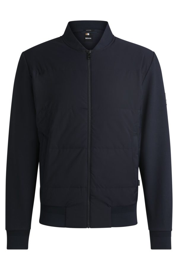 Hugo Boss Sweat zippé en coton mélangé avec devant matelassé