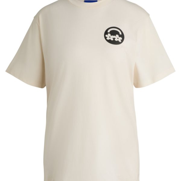 Hugo Boss T-shirt Relaxed en jersey de coton avec imprimé de la saison