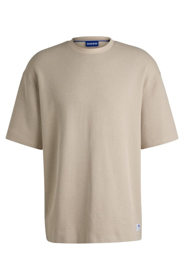 Hugo Boss T-shirt en jersey de coton avec patch logoté bleu