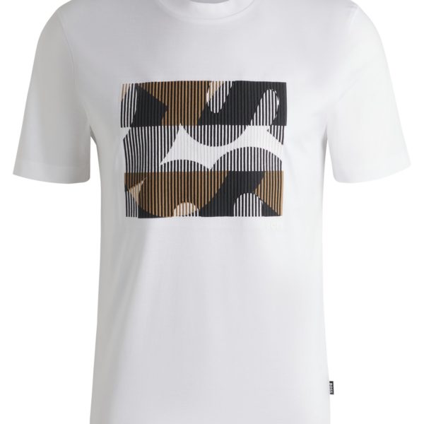 T-shirt en coton mercerisé à motif artistique logoté – Hugo Boss