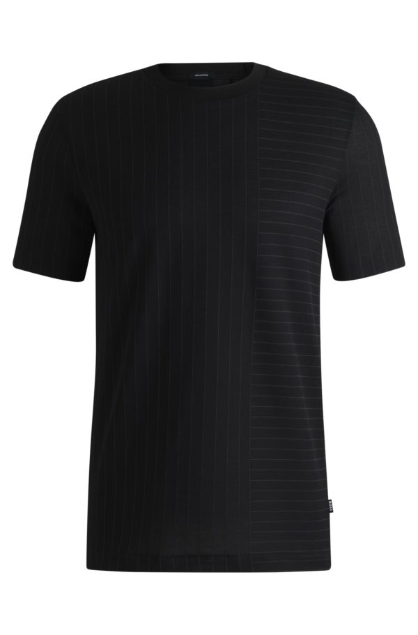 Hugo Boss T-shirt en coton mercerisé à rayures mélangées