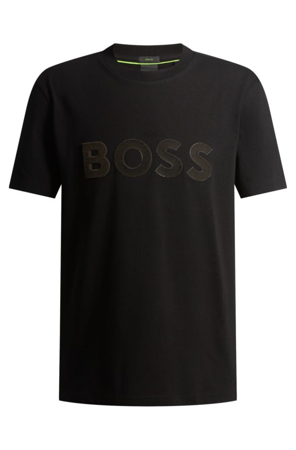 Hugo Boss T-shirt en coton stretch avec grand logo