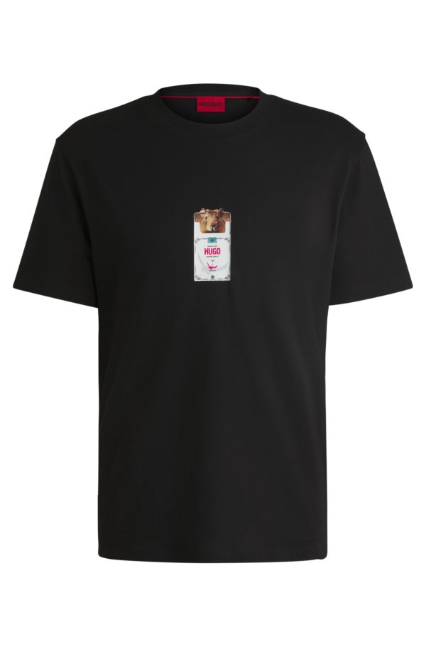 Hugo Boss T-shirt en jersey de coton à imprimé paquet de cigarettes