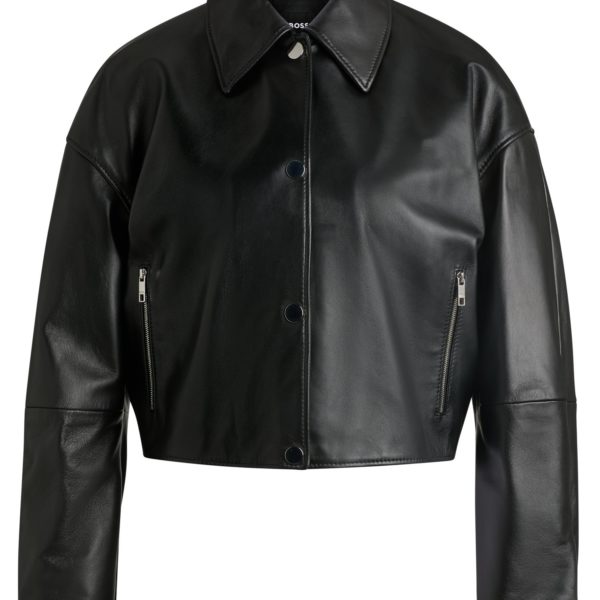 Hugo Boss Veste en cuir avec boutons-pression recouverts