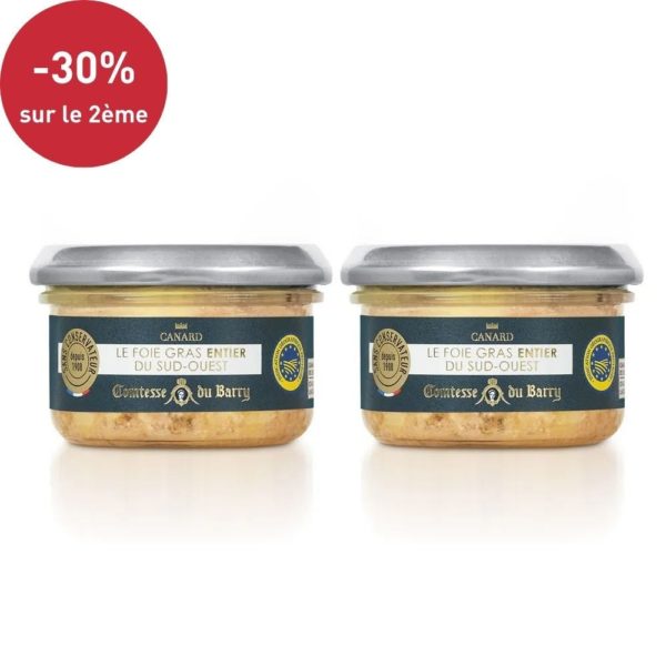 Lot de 2 Foies gras de canard entier du Sud-Ouest 90g-Comtesse du Barry