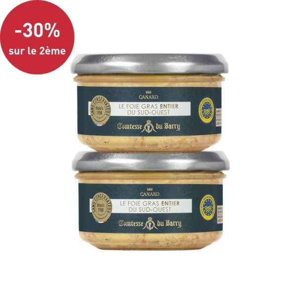 Lot de 2 foies gras de canard entier du Sud-Ouest 140g-Comtesse du Barry