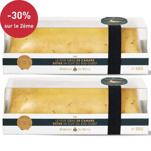 Lot de 2 Foies gras de canard entier mi-cuit du Sud-Ouest 350g-Comtesse du Barry