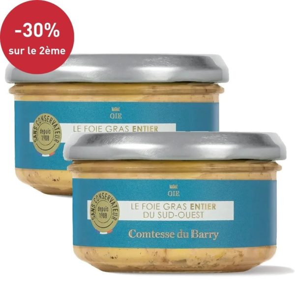 Lot de 2 Foies gras d'oie entier du Sud-Ouest 140g-Comtesse du Barry