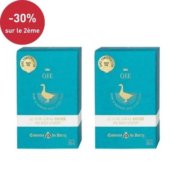 Lot de 2 foies gras d’oie entier du Sud-Ouest 205g-Comtesse du Barry