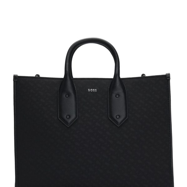 Hugo Boss Cabas en twill monogrammé avec finitions en similicuir