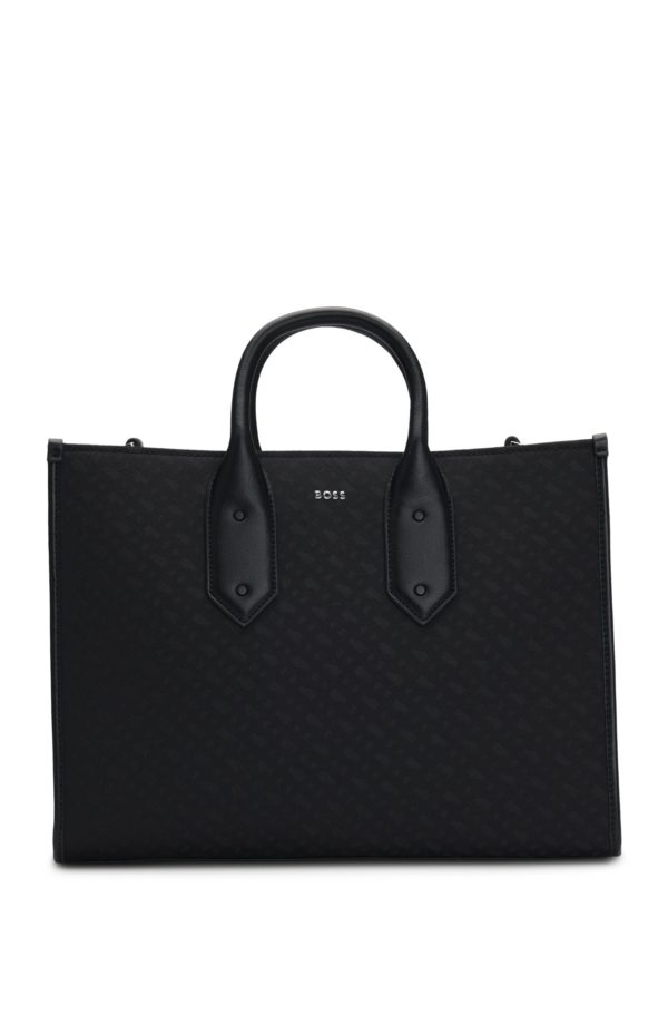 Hugo Boss Cabas en twill monogrammé avec finitions en similicuir