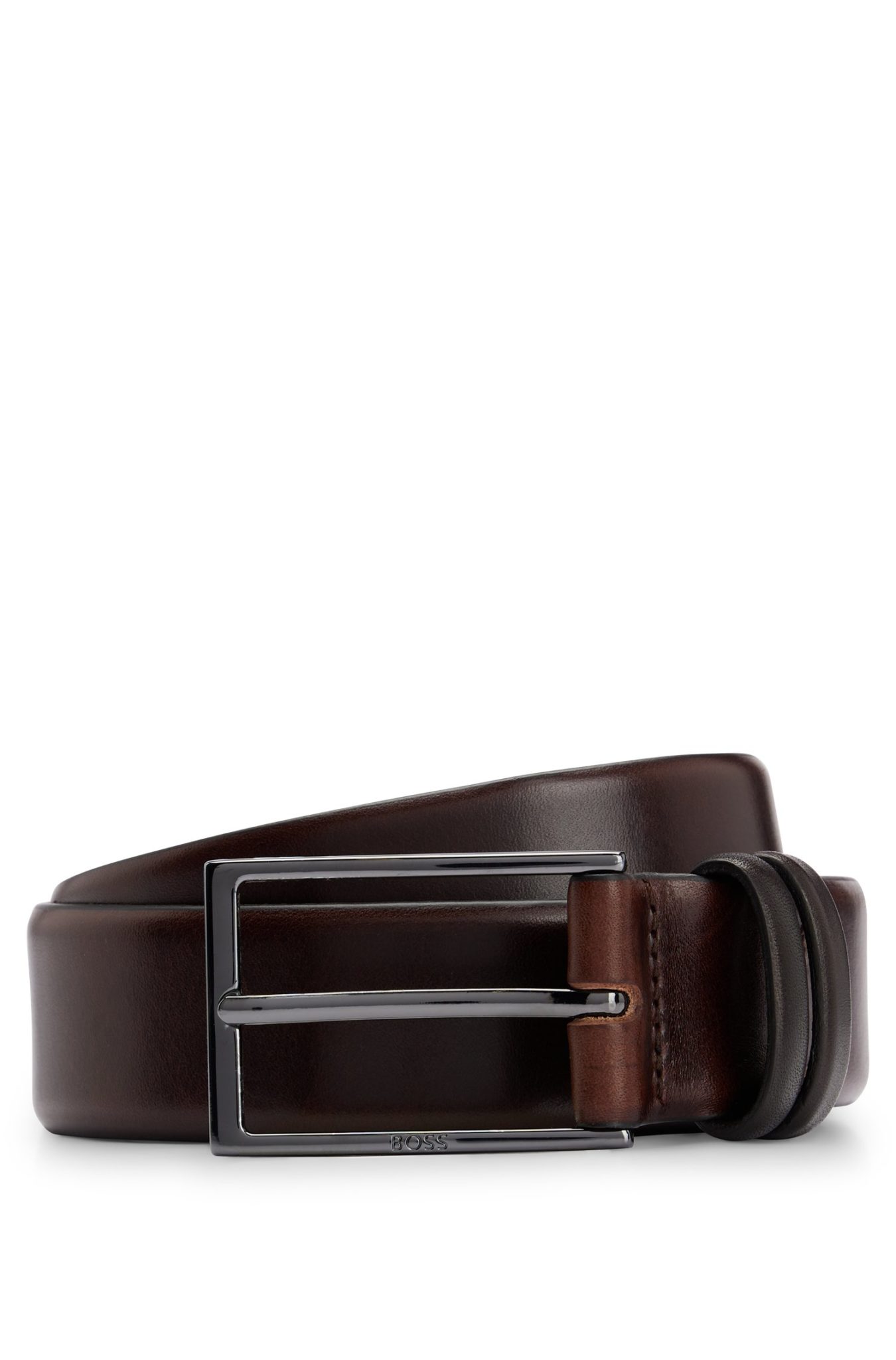 Hugo Boss Ceinture en cuir au tannage végétal avec détail en métal couleur acier