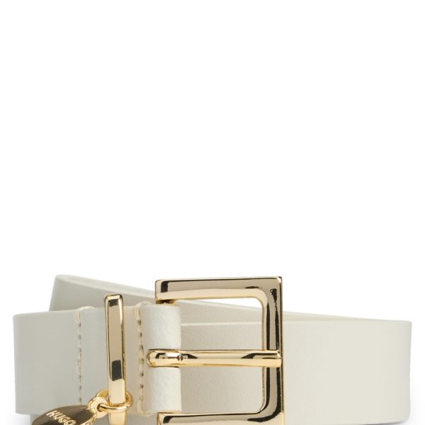Ceinture en cuir italien avec passant doré à breloque logotée – Hugo Boss