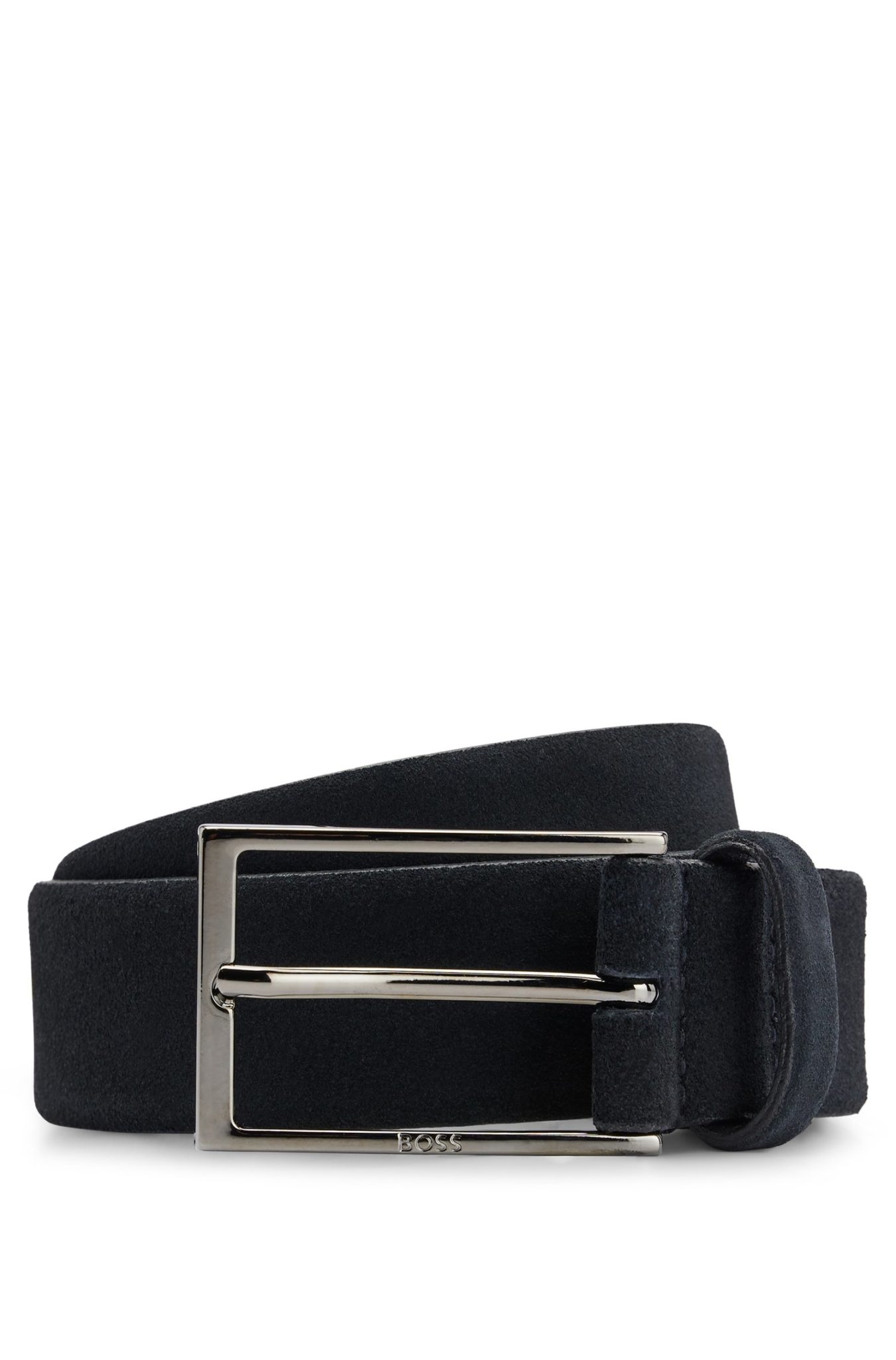 Hugo Boss Ceinture en cuir suédé avec logo et boucle couleur acier