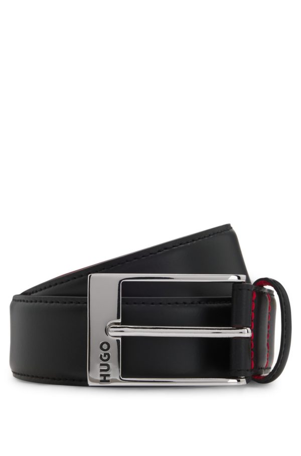 Hugo Boss Ceinture en cuir verni avec doublure rouge