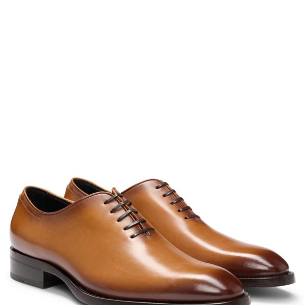 Hugo Boss Chaussures Oxford en cuir bruni confectionnées en Italie