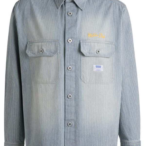 Hugo Boss Chemise Oversize en denim lavé à rayures