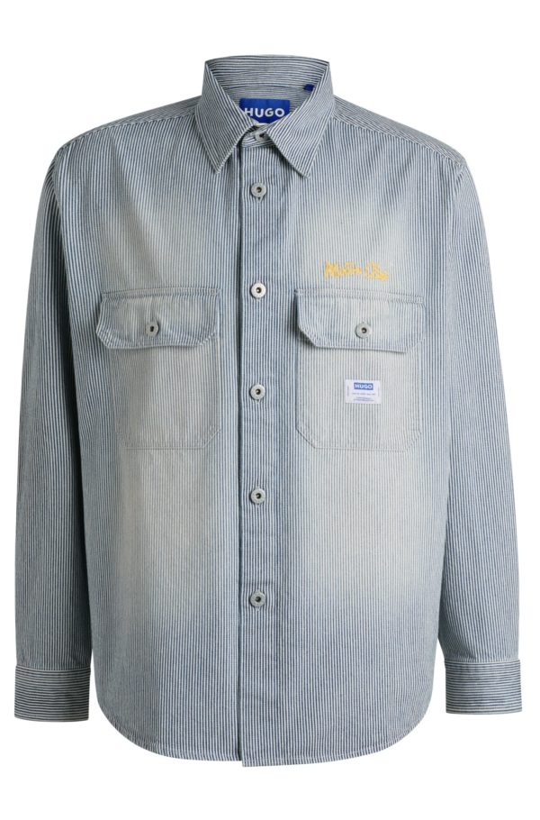 Hugo Boss Chemise Oversize en denim lavé à rayures