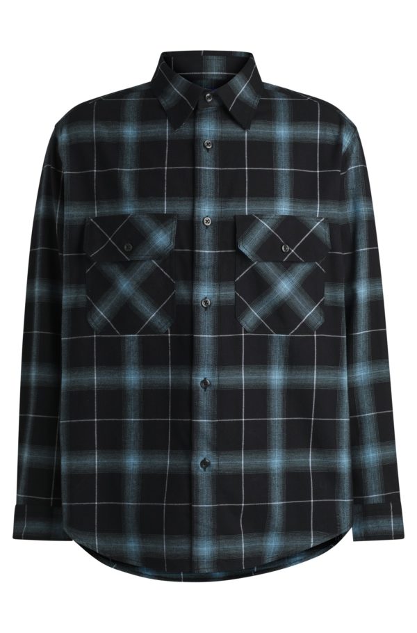 Hugo Boss Chemise Oversize en flanelle de coton à carreaux
