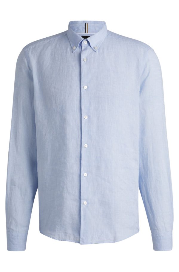 Hugo Boss Chemise Regular à pointes boutonnées en lin