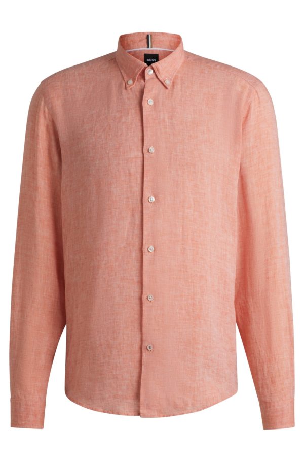 Hugo Boss Chemise Regular à pointes boutonnées en lin