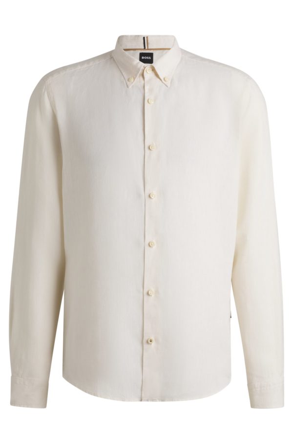 Hugo Boss Chemise Regular à pointes boutonnées en lin