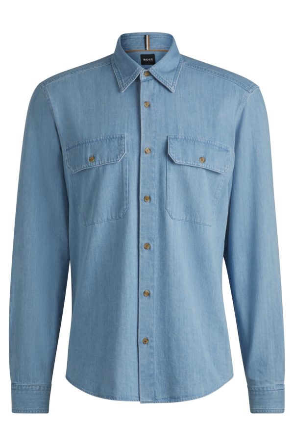 Hugo Boss Chemise Regular en denim de coton bleu