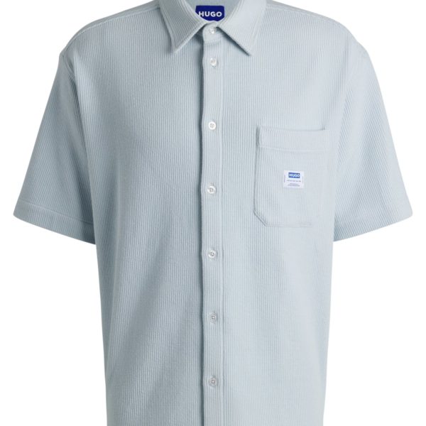 Hugo Boss Chemise à manches courtes en coton mélangé à la structure gaufrée