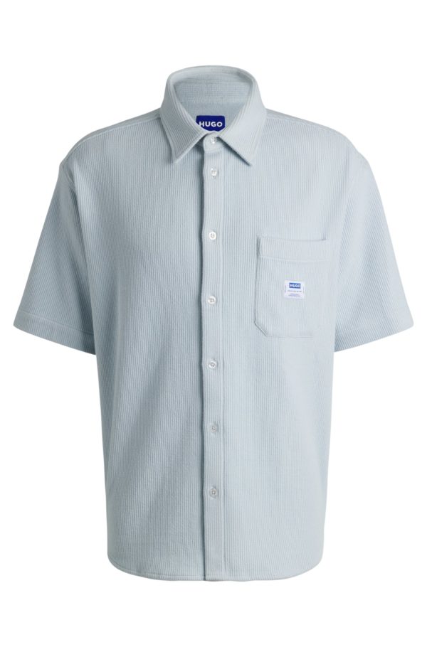 Hugo Boss Chemise à manches courtes en coton mélangé à la structure gaufrée