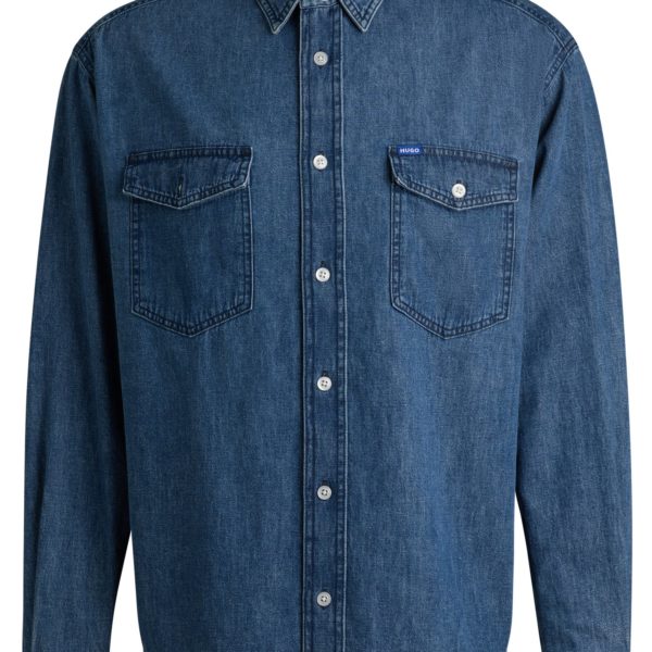 Hugo Boss Chemise ample en denim de coton bleu