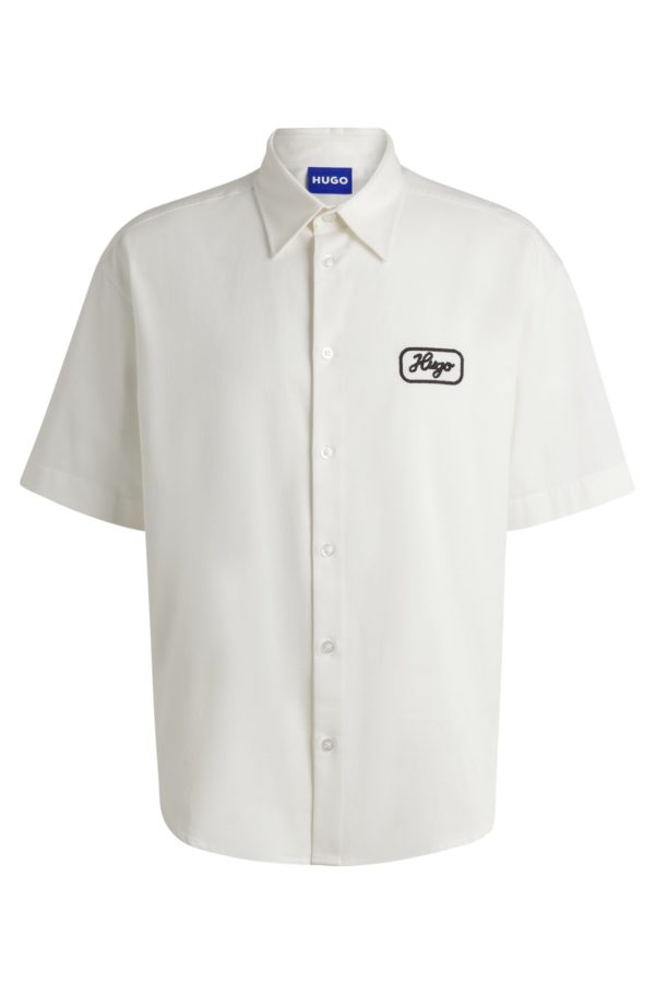 Hugo Boss Chemise en twill de coton à motif artistique brodé