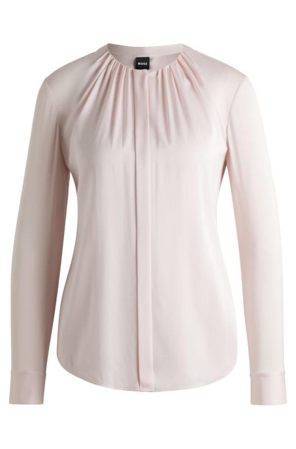Hugo Boss Chemisier Regular sans col en soie stretch
