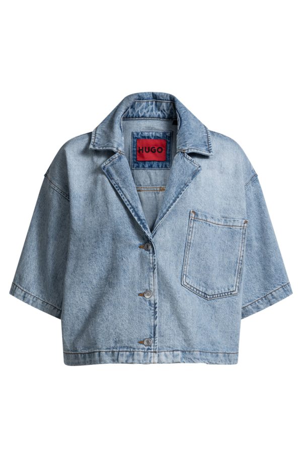 Hugo Boss Chemisier Relaxed en denim rigide poivre et sel