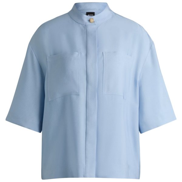 Hugo Boss Chemisier Relaxed en twill doux avec col mao