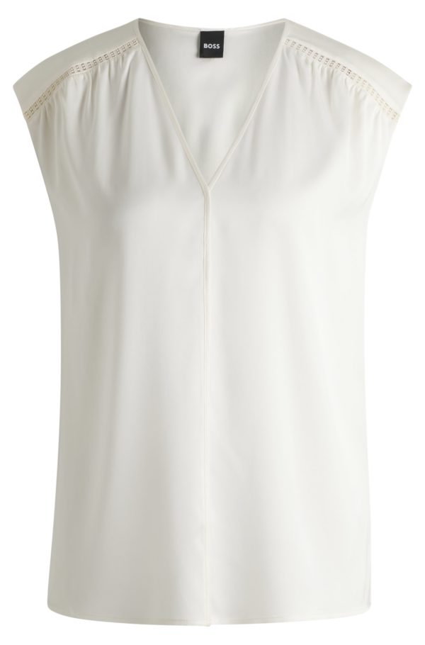 Hugo Boss Chemisier sans manches en satin de soie stretch