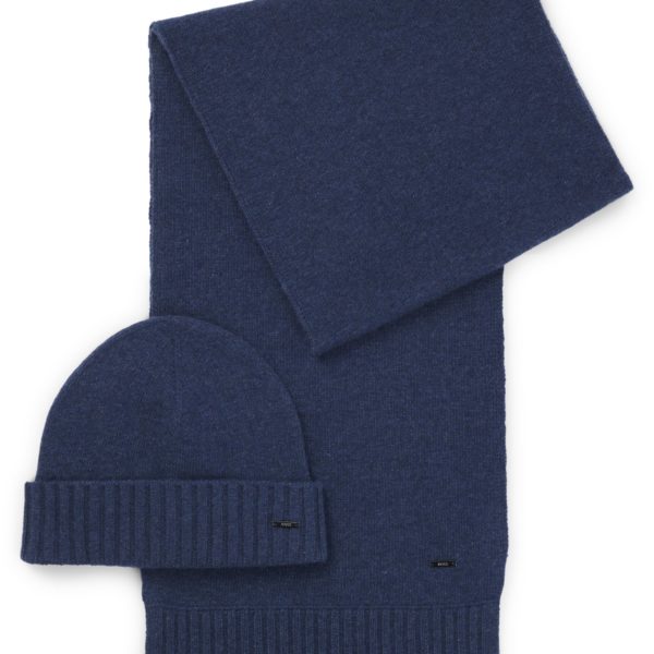 Hugo Boss Coffret cadeau bonnet et écharpe en laine mélangée