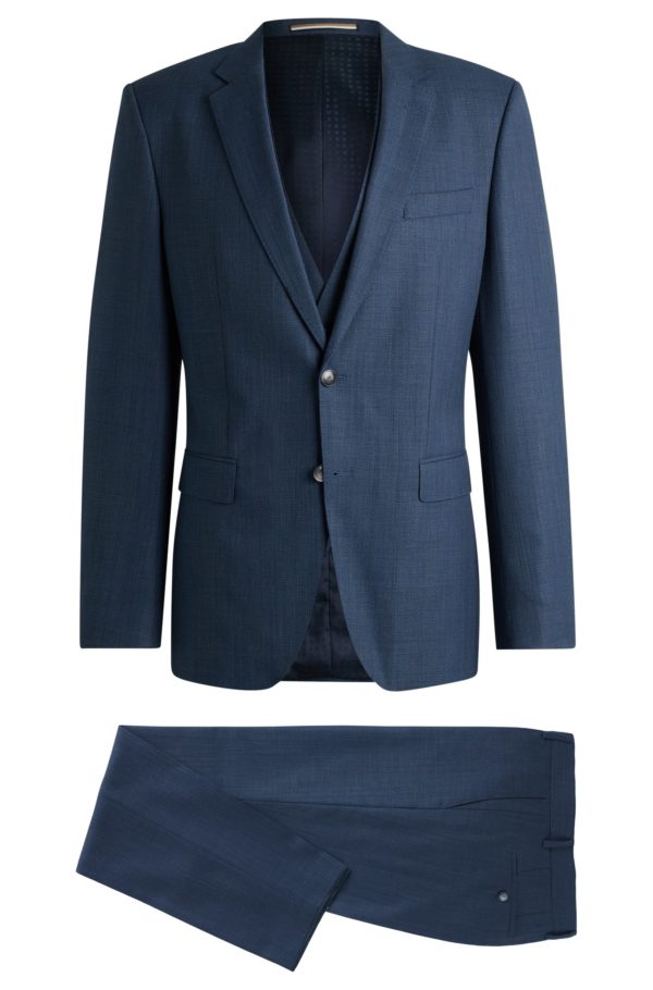 Hugo Boss Costume Slim trois pièces en laine stretch à motif