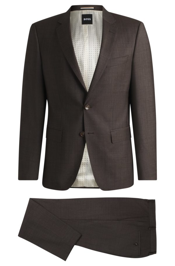 Hugo Boss Costume Slim en laine vierge stretch à micro motif